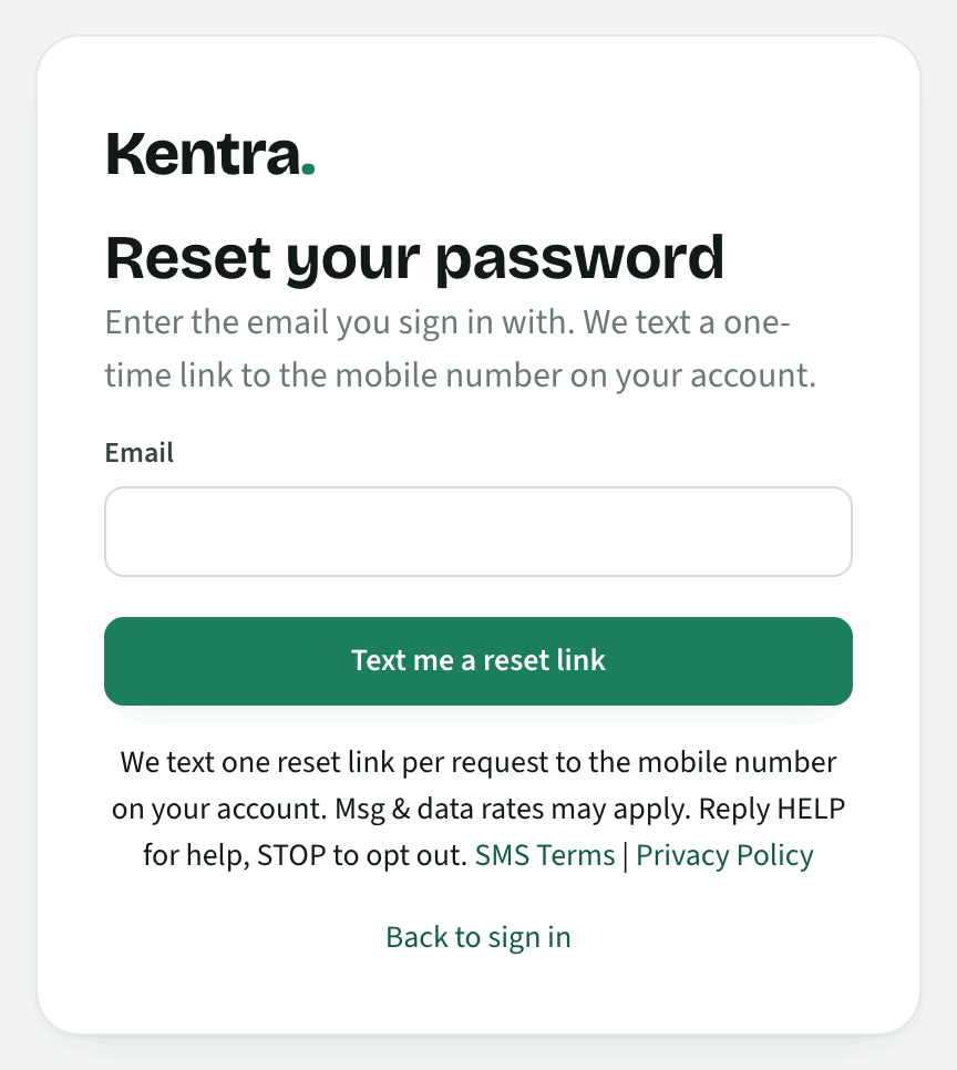 Text me a reset link